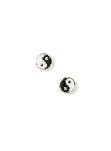 Topman Mens White Ying Yang Stud Earrings