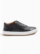 Topman Mens Black 'astro Gum' Leather Sneakers