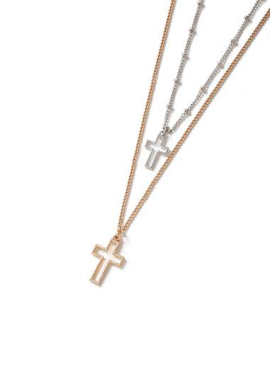 Topman Mens Metallic Mixed Metal Cross Necklace*
