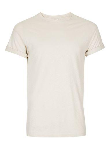 Topman Mens Cream Off White Textured Muscle Fit Roller T-shirt