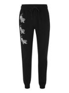 Topman Mens Black Tiger Embroidered Joggers