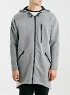 Topman Mens Mid Grey Grey Long Line Scuba Parka