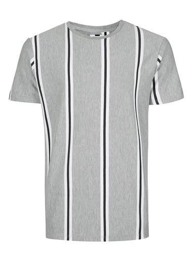 Topman Mens Grey Vertical Stripe Slim Fit T-shirt