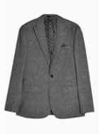 Topman Mens Heritage Grey Textured Skinny Fit Single Breasted Suit Blazer With Peak Lapels