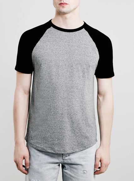Topman Mens Black Contrast Raglan Slim Fit T-shirt
