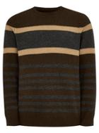 Topman Mens Selected Homme Brown Wool Rich Stripe Sweater