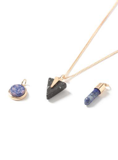 Topman Mens Gold Look Semi Precious Interchangeable Pendants Necklace*