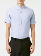 Topman Mens Blue Oxford Short Sleeve Casual Shirt