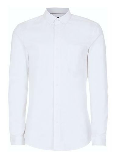 Topman Mens White Muscle Fit Oxford Shirt