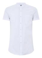 Topman Mens White Muscle Fit Stand Collar Oxford Shirt