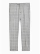 Topman Mens Premium Grey Check Slim Trousers With Wool