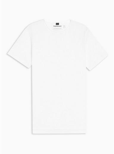 Topman Mens White Smart Raw Hem Knitted T-shirt
