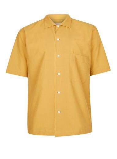 Topman Mens Yellow Topman Premium Gold Short Sleeve Casual Shirt