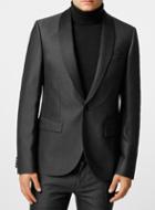 Topman Mens Grey Charcoal Crepe Ultra Skinny Fit Tux Jacket