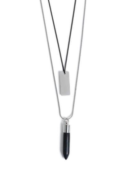 Topman Mens Black Tag And Shard Multi Row Necklace*