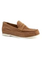 Topman Mens Brown Tan Leather Weave Penny Loafers