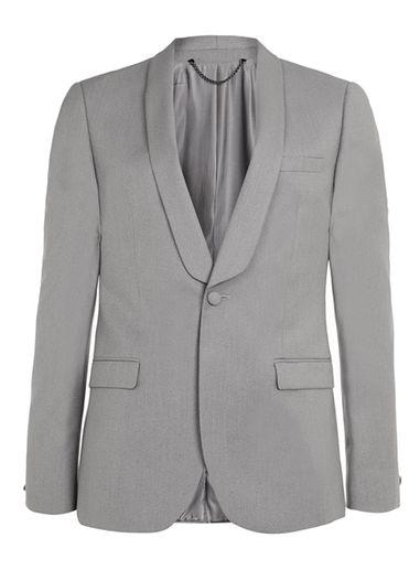 Topman Mens Light Grey Crepe Skinny Fit Tuxedo Jacket
