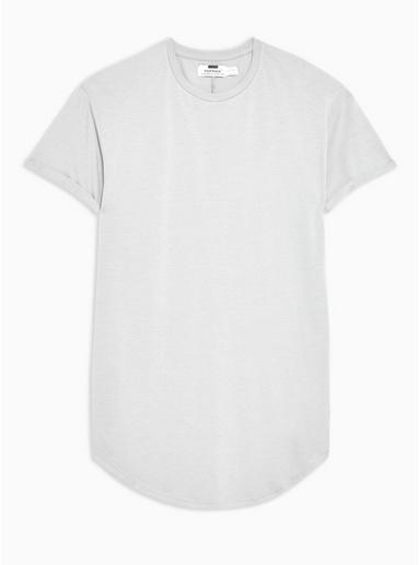 Topman Mens Light Grey Longline T-shirt