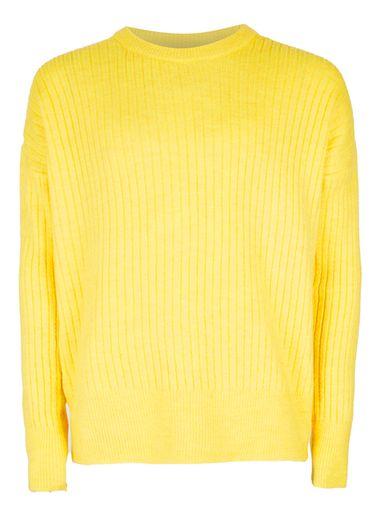 Topman Mens Yellow Ribbed Drop Shoulder Sweater