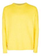Topman Mens Yellow Ribbed Drop Shoulder Sweater