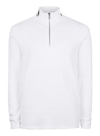 Topman Mens White Hypersport Print Funnel Neck Sweatshirt
