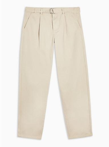 Topman Mens Khaki Stone Belted Trousers