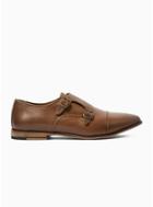 Topman Mens Brown Tan Leather 'matta' Monk Shoes