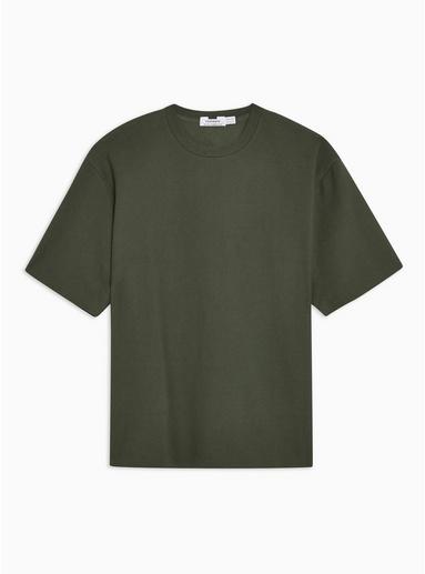 Topman Mens Khaki Twill Short Sleeve Sweatshirt
