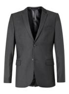 Topman Mens Mid Grey Grey Twill Cotton Slim Fit Suit Jacket