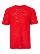 Topman Mens Red Ripped Oversized T-shirt