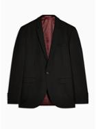 Topman Mens Black Slim Fit Textured Single Breasted Blazer With Notch Lapels