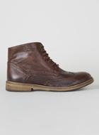 Topman Mens Brown Selected Homme Tan Leather Brogue Lace Boots