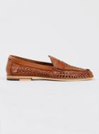 Topman Mens Brown Marne Loafer Tan Leather Weaved Loafers