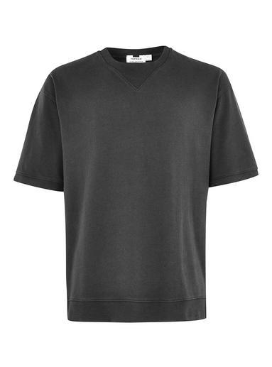 Topman Mens Washed Black Short Sleeve Sweatshirt