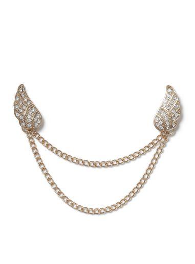 Topman Mens Gold Look Crystal Wing Collar Tips*