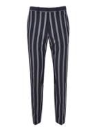 Topman Mens Navy And White Stripe Muscle Fit Suit Trousers