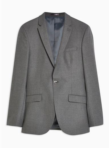 Topman Mens Grey Super Skinny Fit Single Breasted Blazer With Notch Lapels