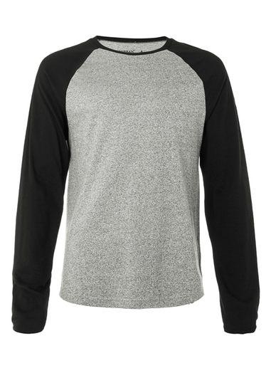 Topman Mens Grey Salt And Pepper Raglan Long Sleeve T-shirt
