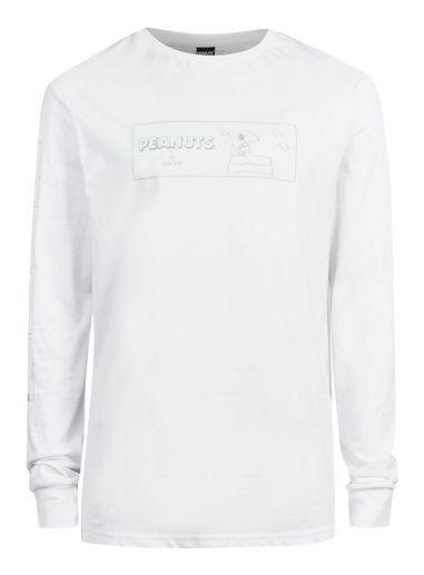 Topman Mens White Snoopy Print Long Sleeve T-shirt