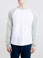 Topman Mens White Frost/light Grey Marl Long Sleeve Raglan T-shirt