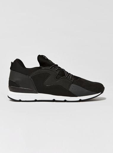 Topman Mens Shoelab 'strobe' Black Multi-layered Runners Sneakers