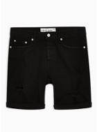 Topman Mens Black Ripped Stretch Skinny Shorts