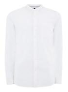 Topman Mens White Stretch Muscle Fit Stand Collar Shirt