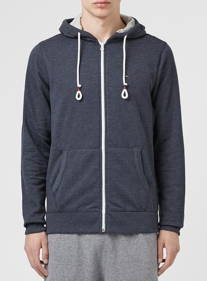 Topman Mens Hilfiger Denim Blue Hoodie