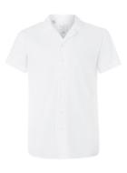 Topman Mens Selected Homme White Revere Collar Short Sleeve Shirt