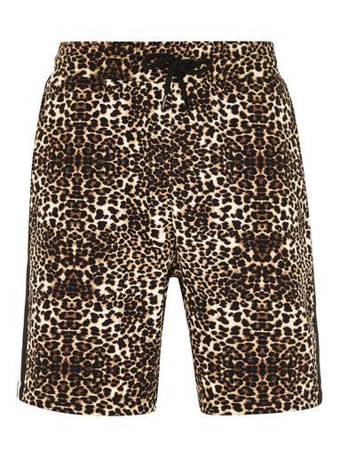 Topman Mens Multi Leopard Print Taping Jersey Shorts