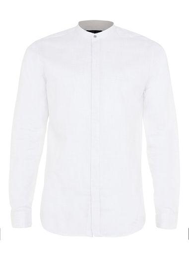 Topman Mens Selected Homme Light Grey Crosshatch Shirt