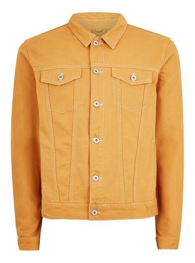 Topman Mens Yellow Mustard Contrast Stitch Denim Jacket
