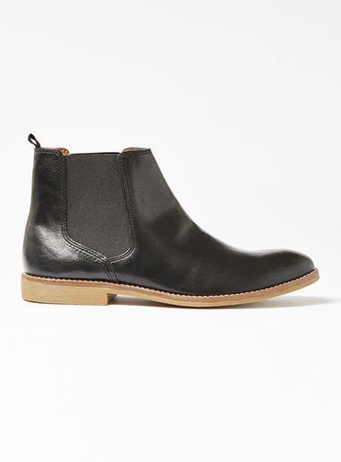 Topman Mens Black Pu Chelsea Boots