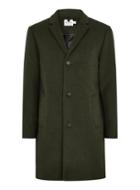 Topman Mens Black Khaki Overcoat With Wool